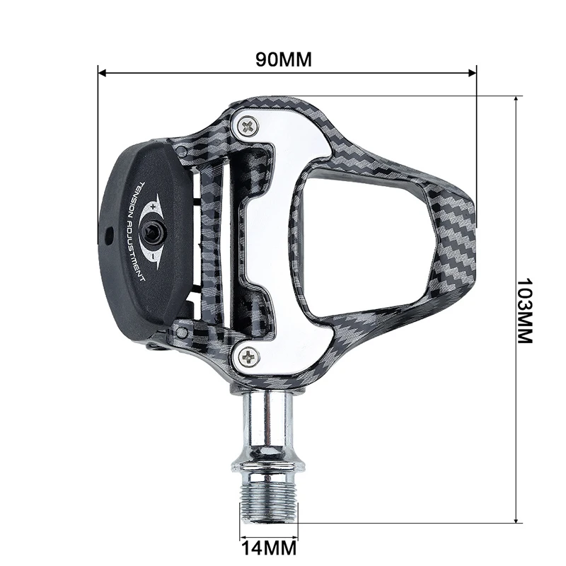 RACEWORK Ultralight Carbon Fiber Road Bike Clipless Pedals Plain Pattern with Sealed Bearings for KEO Systems Locking Pedals