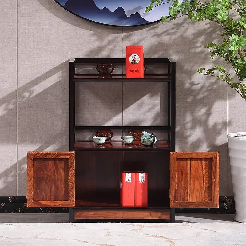 New Chinese Mahogany Home Red Sandalwood Multi-functional Locker Against The Wall Living Room Dining Side CabinetD21