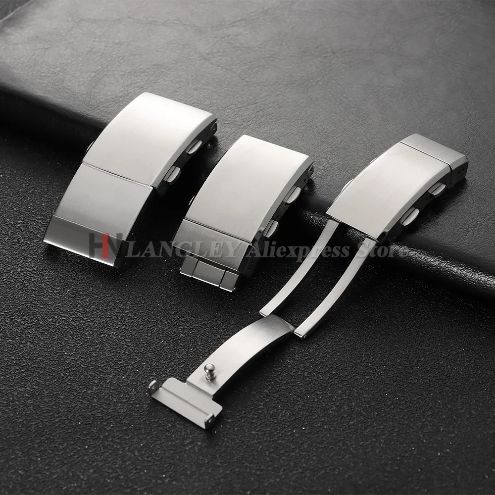 316L Stainless Steel Watch Clasp 14/16/18/20/22mm Adjustable Watch Buckle Silver Black Extendable Metal Button Watch Accessories
