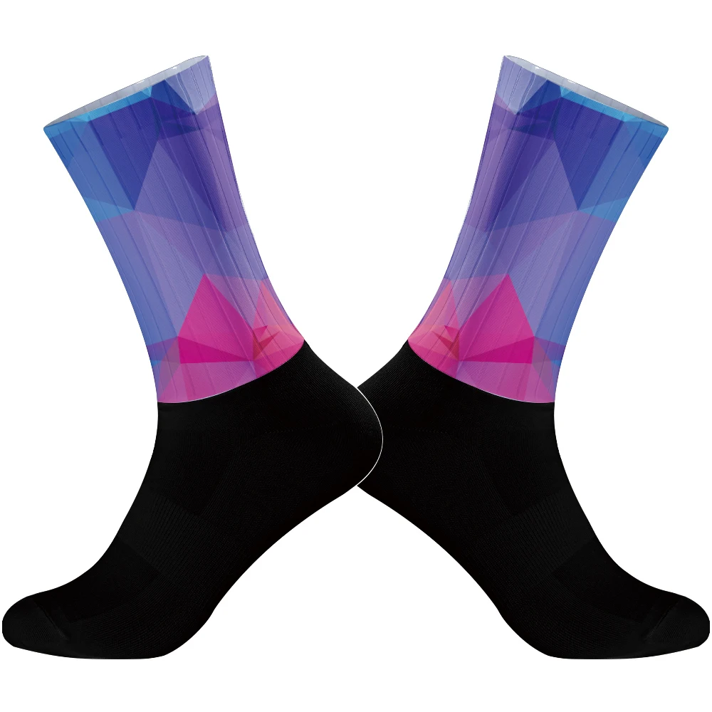 2024 Aero Cycling Anti Slip Silicone Seamless Pro Team Socks Breathable Socks Outdoor Running Sport Champion Rainbow Bike socks