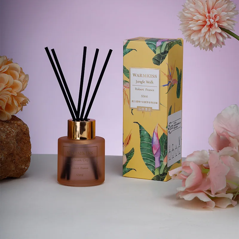 

Ароматический диффузор с ротанговыми палочками 50 мл, устранитель запахов, освежитель воздуха, стойкий цветочный и фруктовый аромат для дома, туалета, отеля, декора