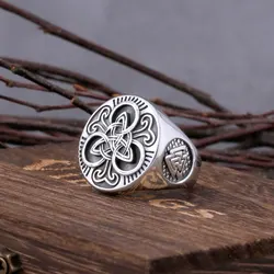 Stainless Steel Viking Vintage Trinity Rune Ring Men Nordic Odin Valknut Amulet Accessories Celtic Knot Fashion Male Jewelry