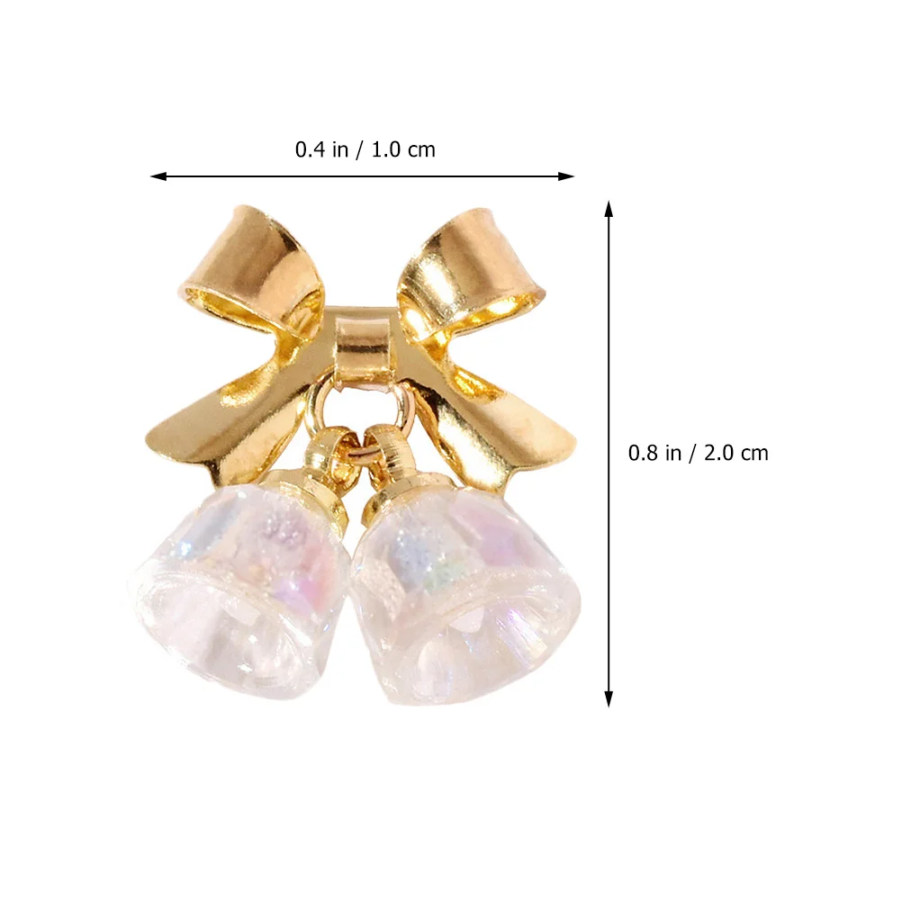 4pcs Crystal Bell Decorative Rhinestones Christmas Nail Studs 3D Bowknot Charms For Diy Manicure Xmas Nail Art Decor