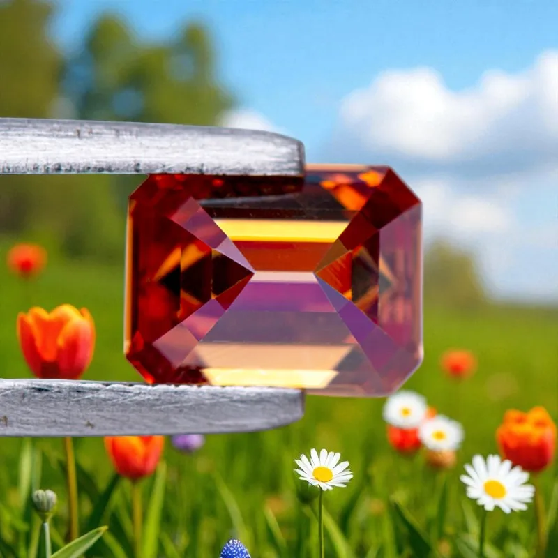 

Moissanite Stone Watermelon Red Color Emerald Cut Artificial Gemstone For Diy Jewelry Making With Certificate