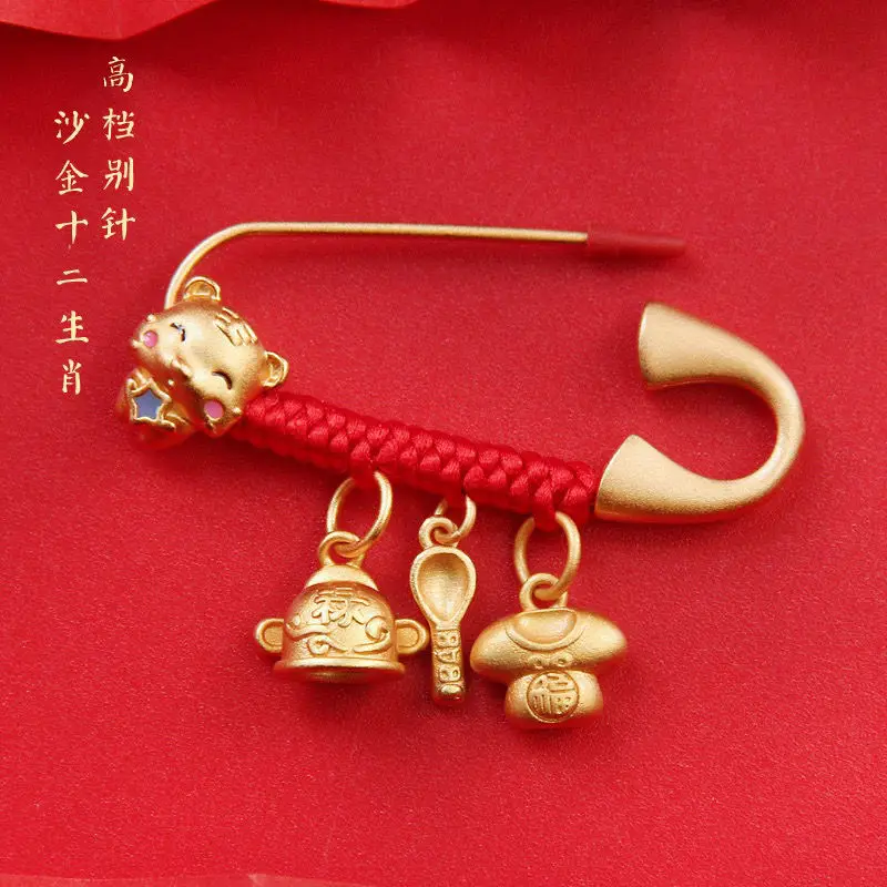 Twelve Zodiac Baby Newborn Pressure Rabbit Cow Male and Female Baby Anti-Scare Pendant Pregnant Women Safety BroochAnimal Year