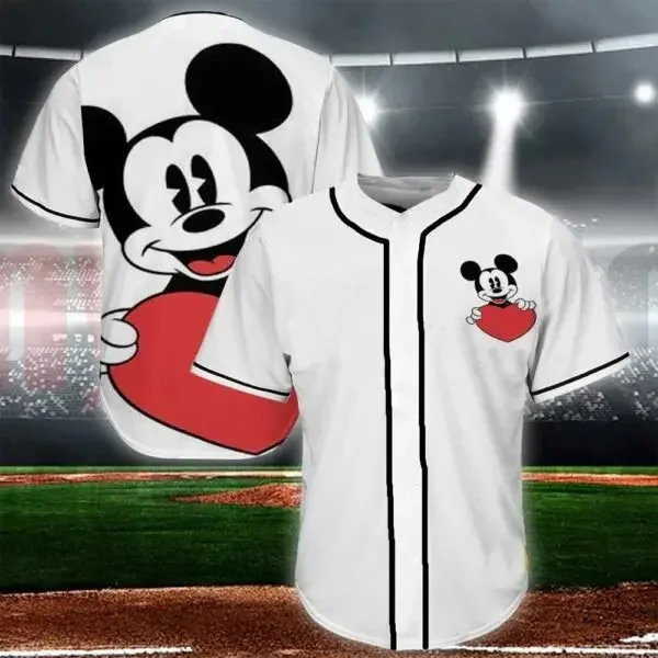 Summer Disney Mickey Mouse Kids Baseball Jersey Pattern TShirt 3D Print Breathable Casual Disney Mickey Fashion Loose T-shirt