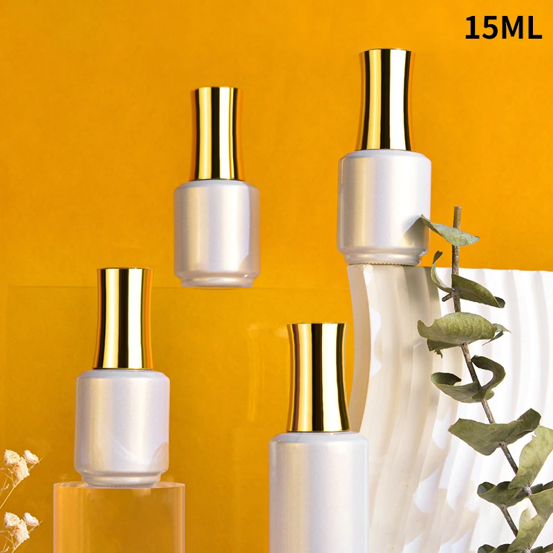 

15ml Pearl Color Nail Polish Bottle Empty With Lid Brush Cosmetic Containers Nail Glass Bottles With Brush