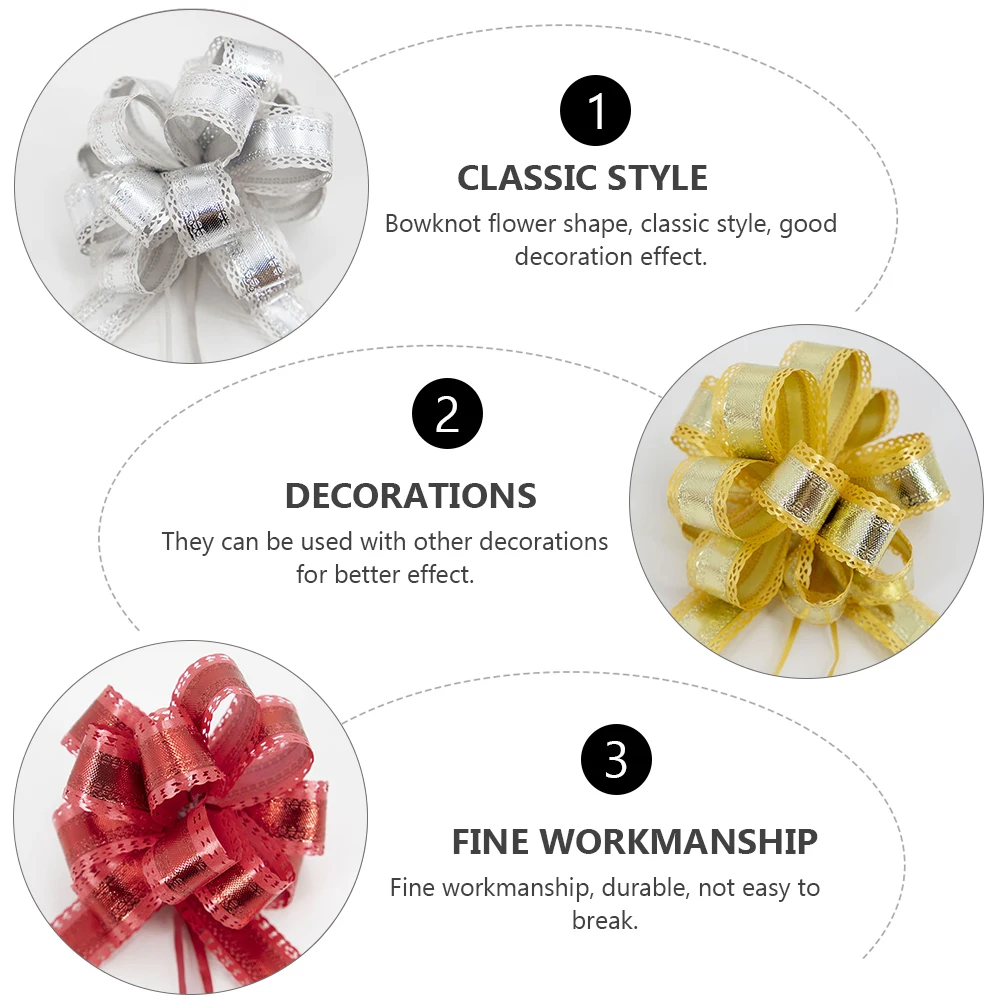 

5 pcs Flower Shape For Wedding Birthday Ribbon Bow Party Decoration Gift Box Pull Flower Present Wrap Pull Bow