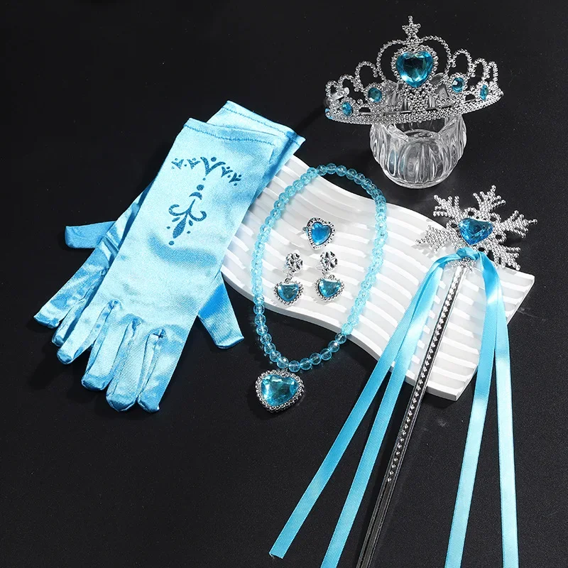 Fancy Girl Princess Dress Up Accessories Halloween Christmas Birthday Party Crown Magic Wand Gloves Necklace Earrings Bracelets image 3