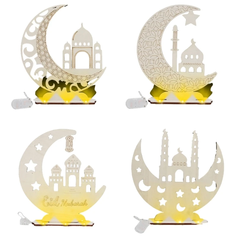 Eidmubarak Moon Desktop Ornament Exquisite Wooden