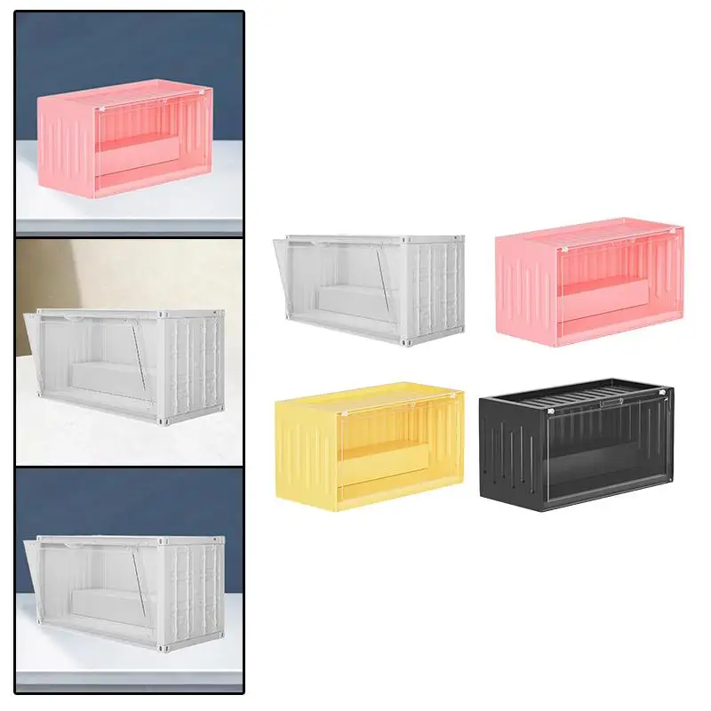 Stackable Collectible Display Box for Action Figures Anime Dolls Storage Cabinet with Door for Home Office Desk Organizing
