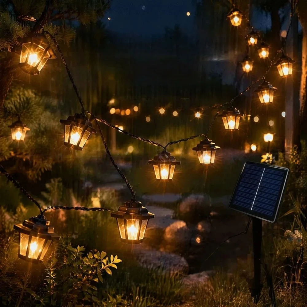 Solar String Lights Hexagonal Lantern Outdoor Garden Fairy Lights Waterproof Decorative Lamps for Patio Yard Decor Patio Lamp