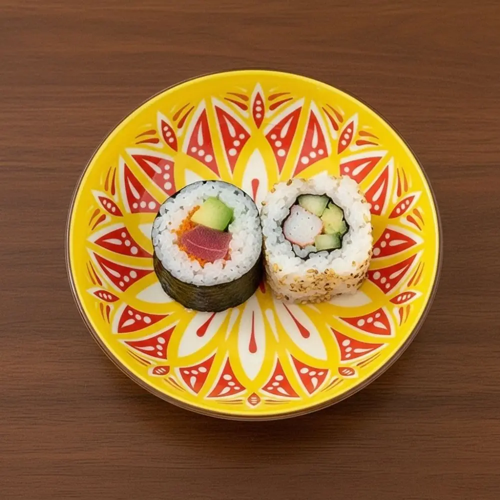 6 Piece 5 in Bohemian Style Ceramic Plates Set Vintage Heat-resistant Appetizer Plates Smooth Surface Under-glaze Painting