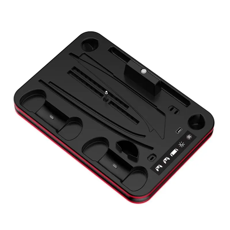 JYS Controller Charging Dock For Playstation Portal Vertical Stand For PS5/PS5 Slim Disc & Digital With Light