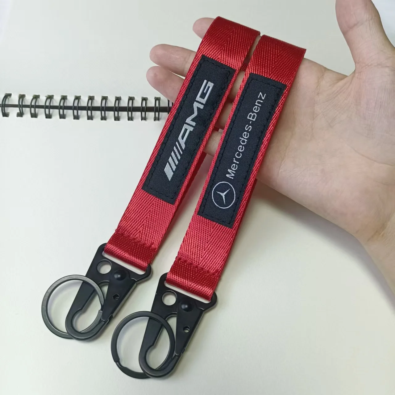 Mercedes Keychain Red Nylon Textile Wristband Lanyard Key tag for AMG w204 w205 Benz A Class Cla Cle Keyring Car Accessoire