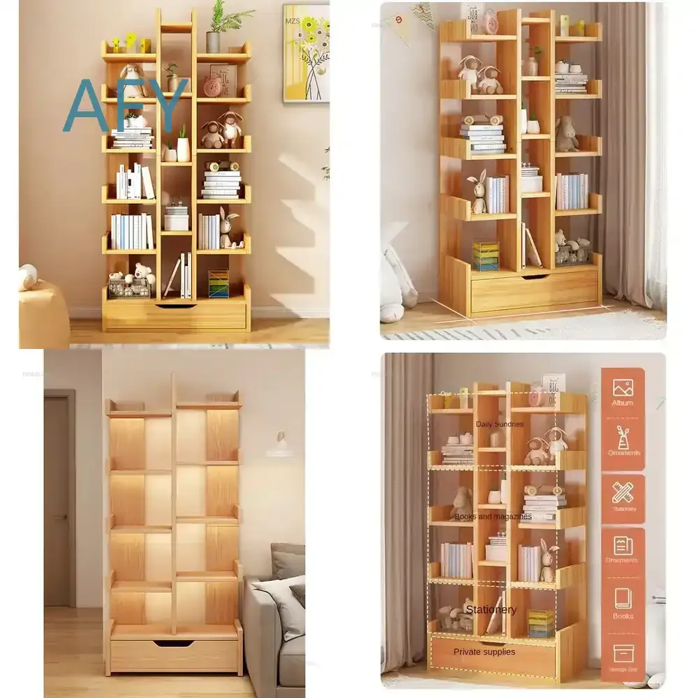 Modern Artificial Board Bookcases for Bedroom for Home Wall Storage Bookshelf Light Luxury Simple Design Bookcase for Living