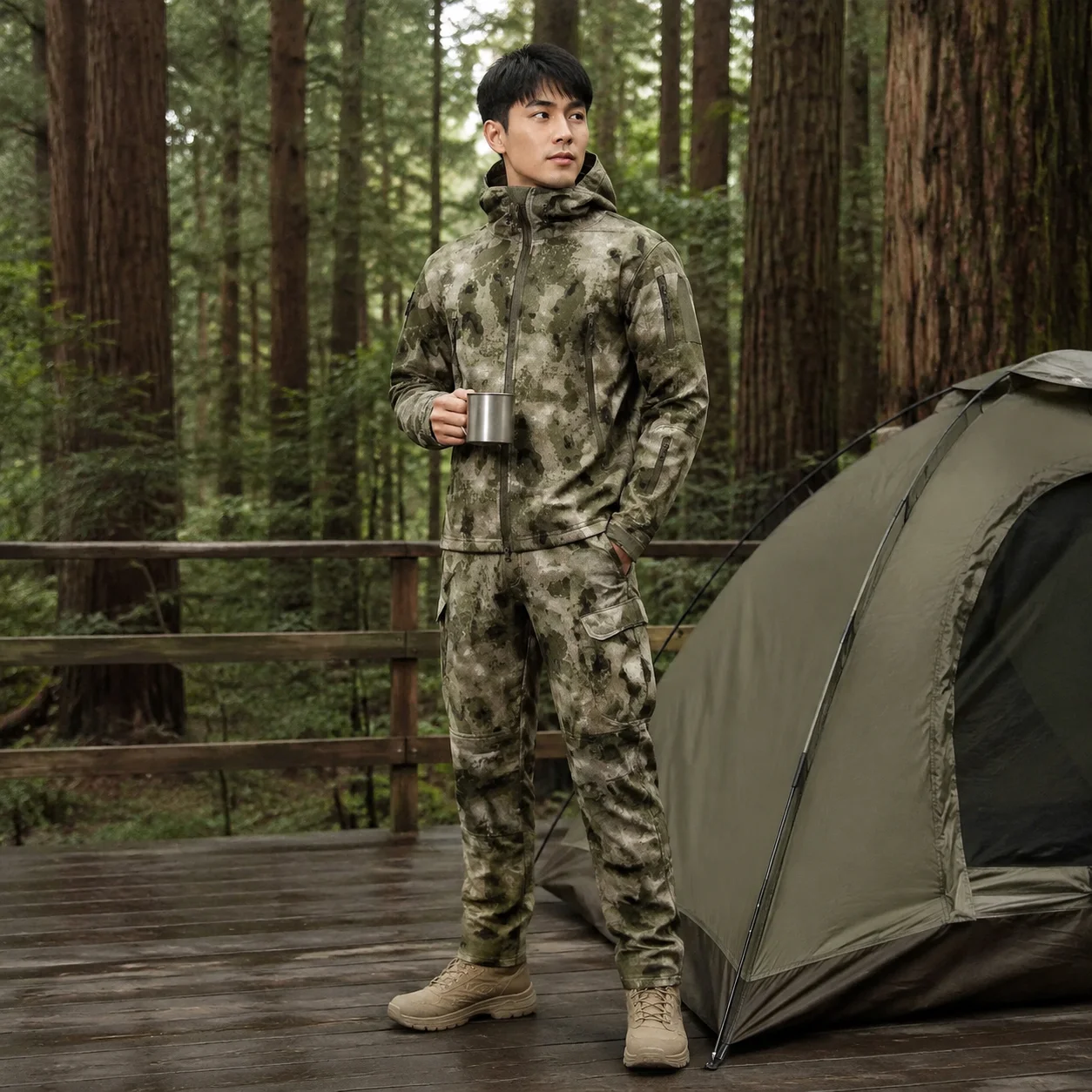 Tactical Winter Set Men's Outdoor Windproof Waterproof Suit Multi-Pocket Soft Shell Hooded Jackets Hunting Work Pants Suit