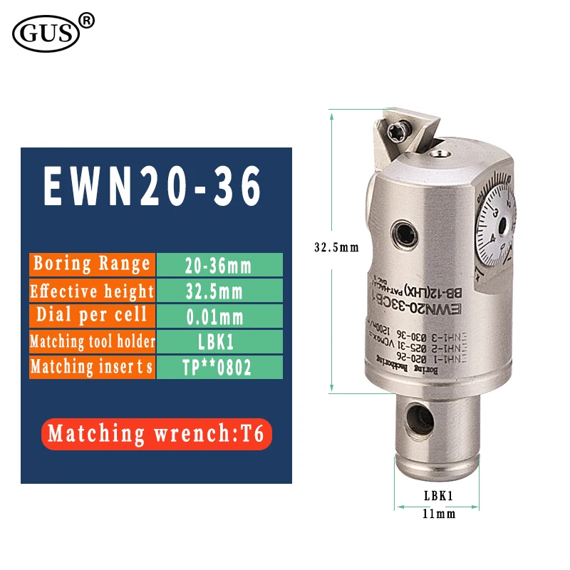 CBH EWN Drobna głowica wytaczarska EWN20 EWN25 EWN32 EWN41 EWN53 EWN68 Regulowany uchwyt wiertarski Otwór LBK1 2 3 4 5 6 LBK CKB