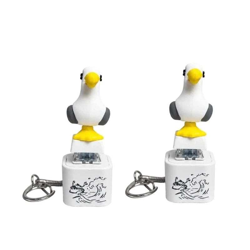 Sound& Colorful LED Light Rechargeable Clicker Toy For Seagull Button Keychain 2PCS Cute Gadget Stress Relief For Adults