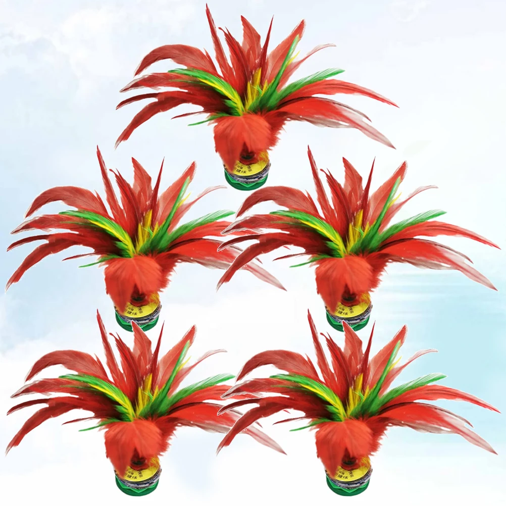 

5pcs Colorful Premium Kicking Shuttlecocks Chinese Traditional Jianzi Game For Indoor Outdoor