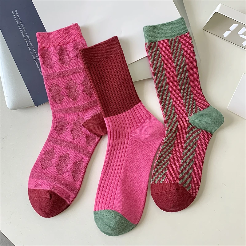 Socks For Women New Novelty Fashion Casual Girls Absorb Sweat Cotton Crew Socks Autumn Breathable Creative Color Korean Socks