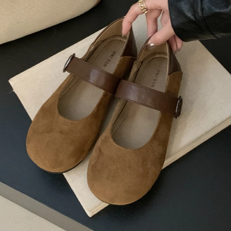 الرجعية جولة تو ماري جين أحذية النساء ليوبارد حزام مشبك الراحة الخريف الأحذية الإناث الضحلة ماركة غير رسمية حذاء مسطح النساء