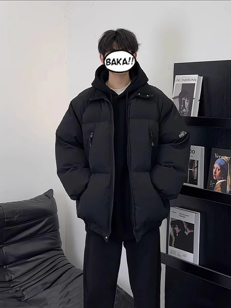 

American Style Men's down Jacket Thickened Stand Collar Warmth Bread Coat Outerwear High Street Vibe Winter Workwear Cotton