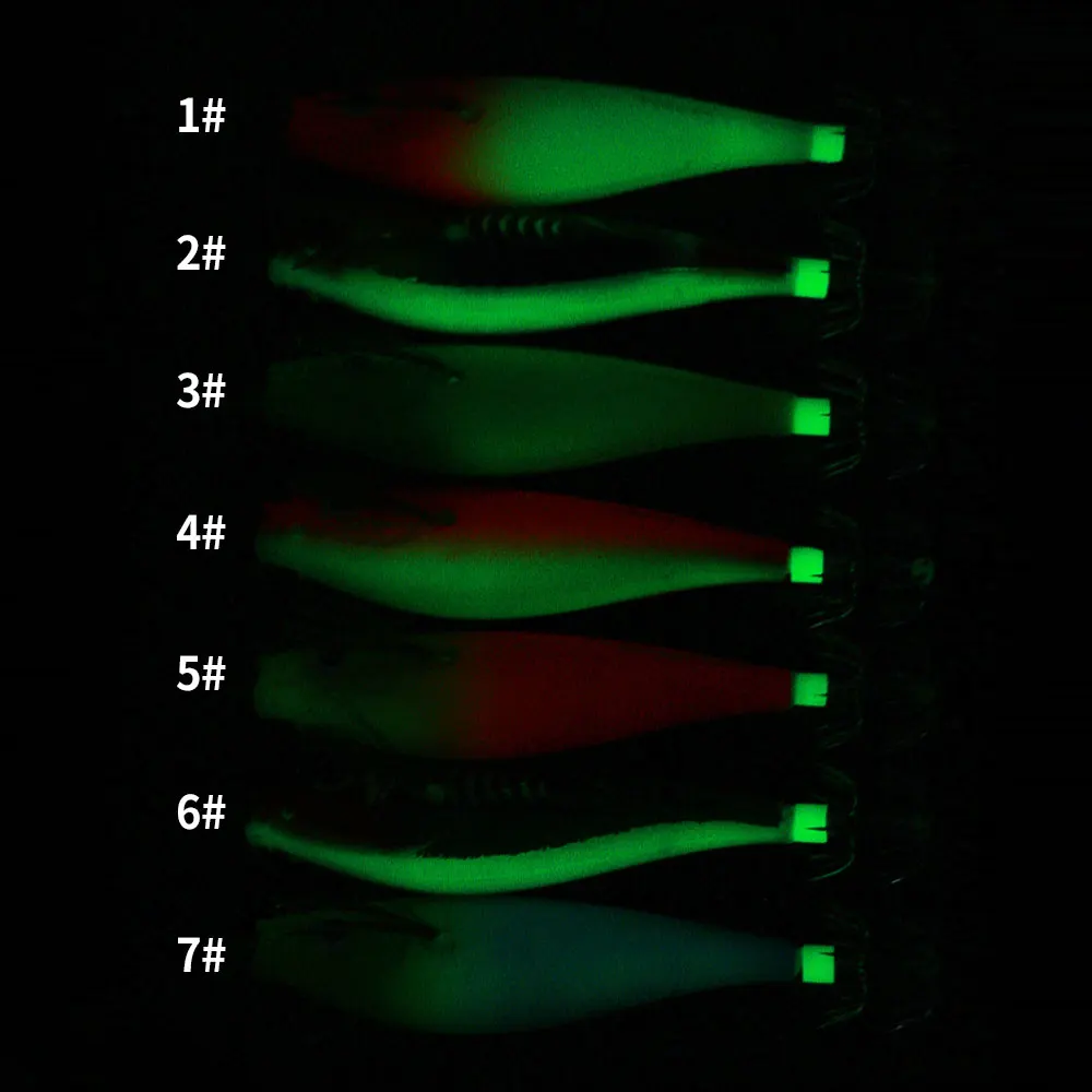 Anzuelos de calamar para Pesca, Señuelos de Pesca de Camarón de madera Horizontal, señuelo luminoso de calamar flotante de 9,5 cm/10g