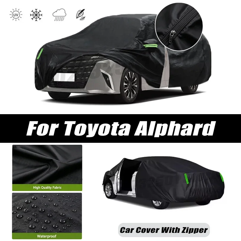 For Toyota Alphard Car Covers Outdoor Waterproof Sun Rain Snow Protection UV Car Zipper Design Car Cover Accessories