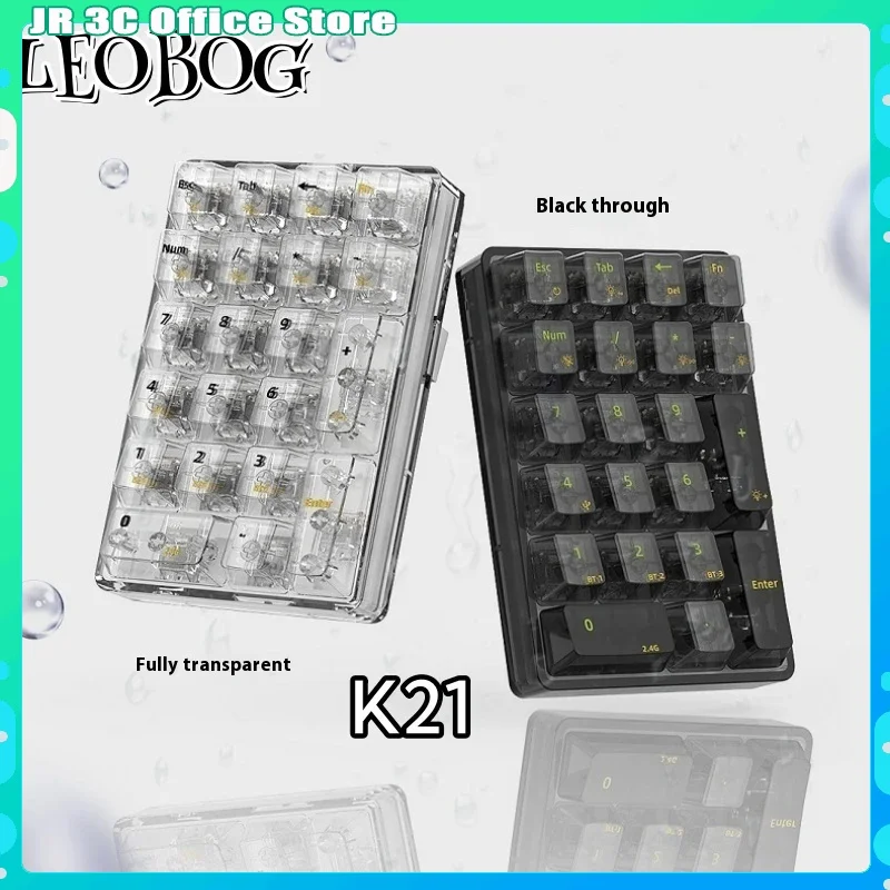 

Leobog K21 Bluetooth Number Pad Mechanical Numeric Keypad 21 Key Transparent Photoshop Accounting Numpad Gaming Keyboard