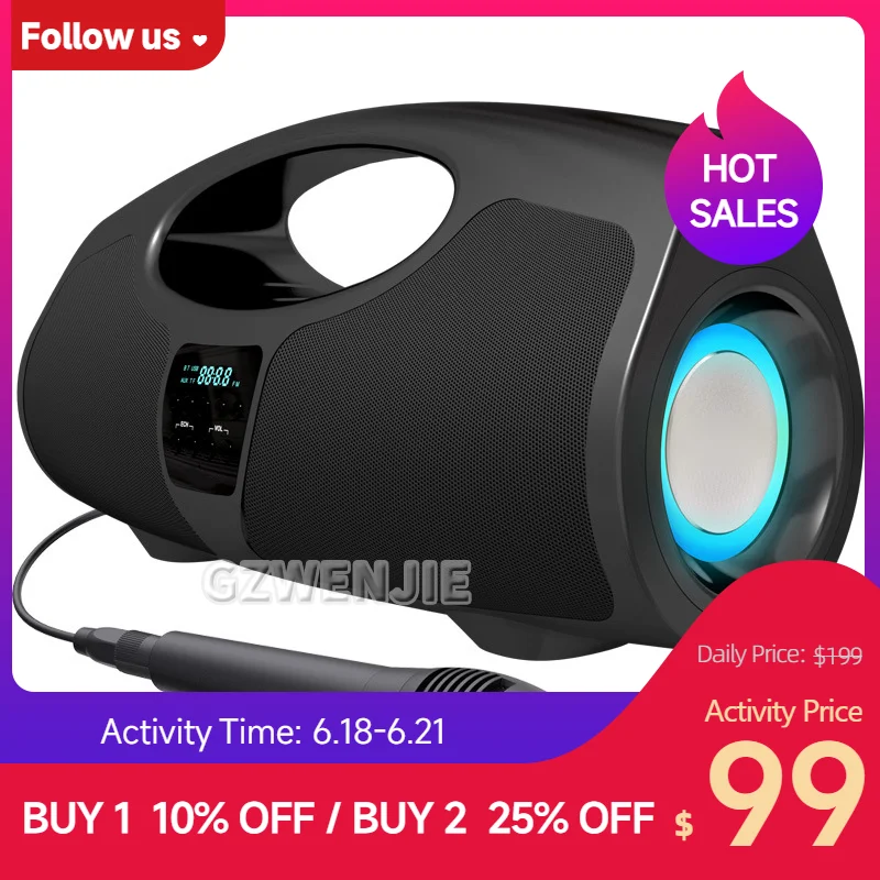 

40W Portable Bluetooth Speaker IPX5 Waterproof Outdoor HIFI Pillar Speaker Subwoofer Stereo Speaker FM Radio TF Boom Box
