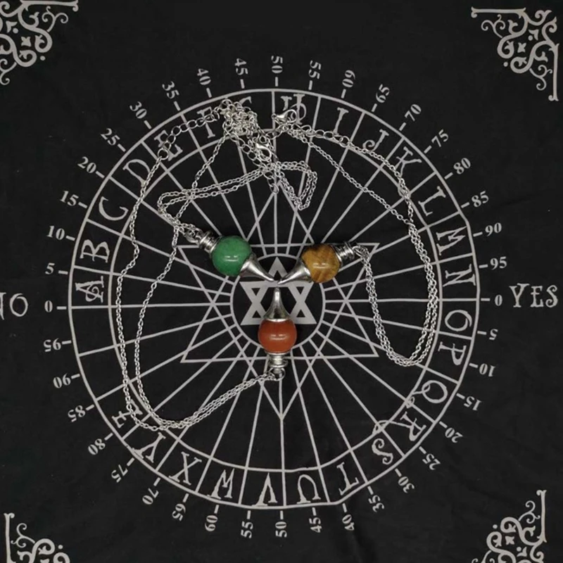 Y1UB 30x30cm Tarot Tablecloth Pendulum Pentacle Runes Tarot Altar Tablecloth Divination Altar Tarot Card Cloth Game Mat Black