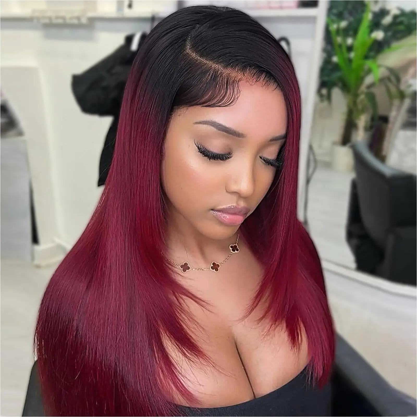 

99j Colored Straight 13x4 HD Lace Frontal Wig Human Hair 13X6 Closure Wigs Burgundy Red HD Lace Front Human Hair Wigs For Women