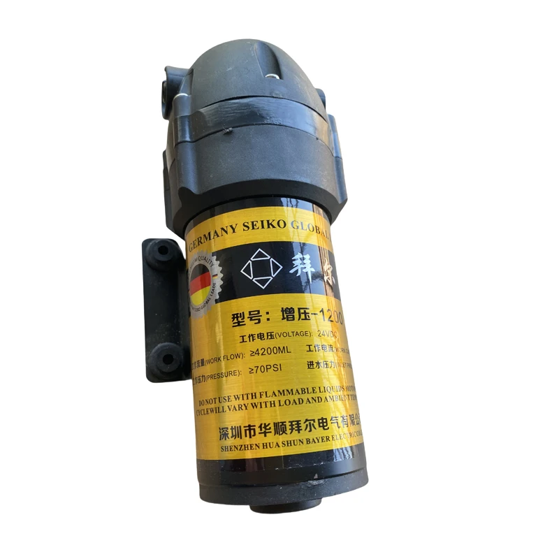 1200 Gpd 24 فولت مضخة الحجاب الحاجز ارتفاع ضغط فراغ تصفية المياه أجزاء نظام التناضح العكسي تصفية المياه RO مضخة معززة المياه