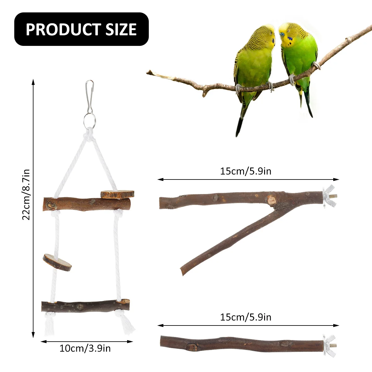 2/10Pcs Parrot Bird Perches Natural Wood Bird Standing Stick Parrot Perch Stand Platform Wooden Exercise Climbing Paw Grinding