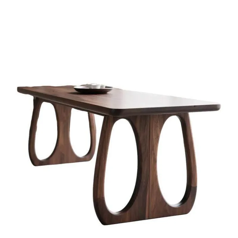 North American black walnut dining table, all solid wood rectangular dining table, simple new Chinese tea desk log furniture