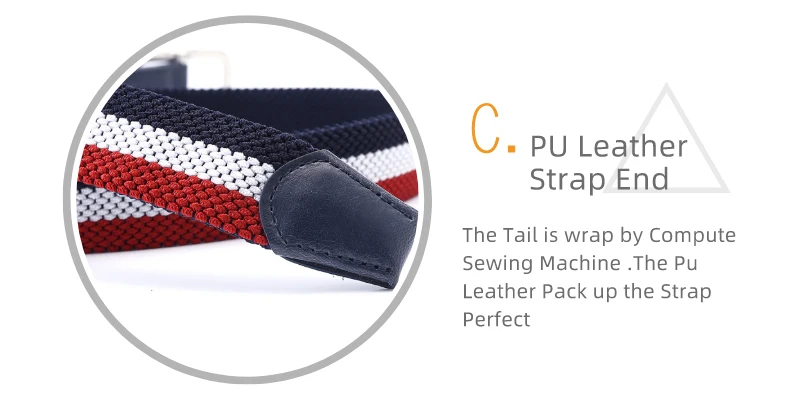 2023 doppelseitig geflochtener elastischer Gürtel Premium-Mode accessoires Stretch-Stoff Golf leder für Herren silberne Schnalle – Detail 10