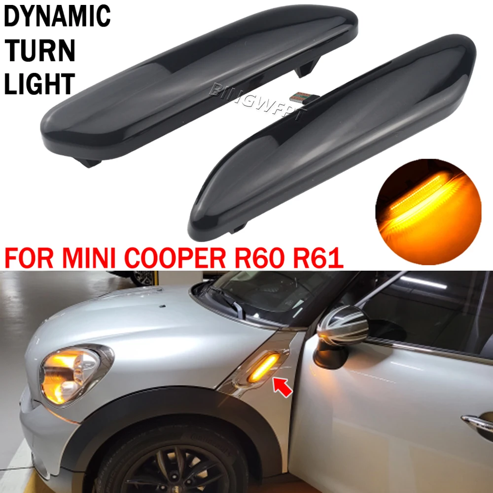 New For BMW MINI COOPER R60 R61 COUNTRYMAN PACEMAN Dynamic Scroll Flashing LED Side Marker Indicator Lamp Turn Signal