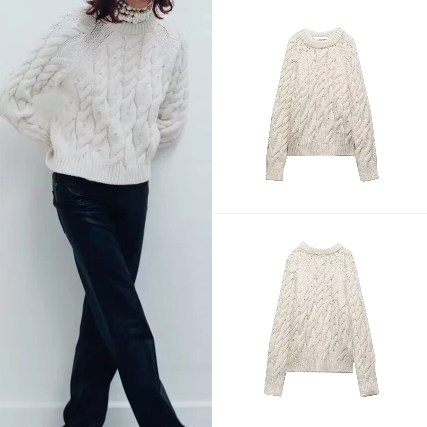 

Z Women's Knitted Sweater 2025 New Faion Bright Light Braid Personali Simple Sle Long Sve Regular Length