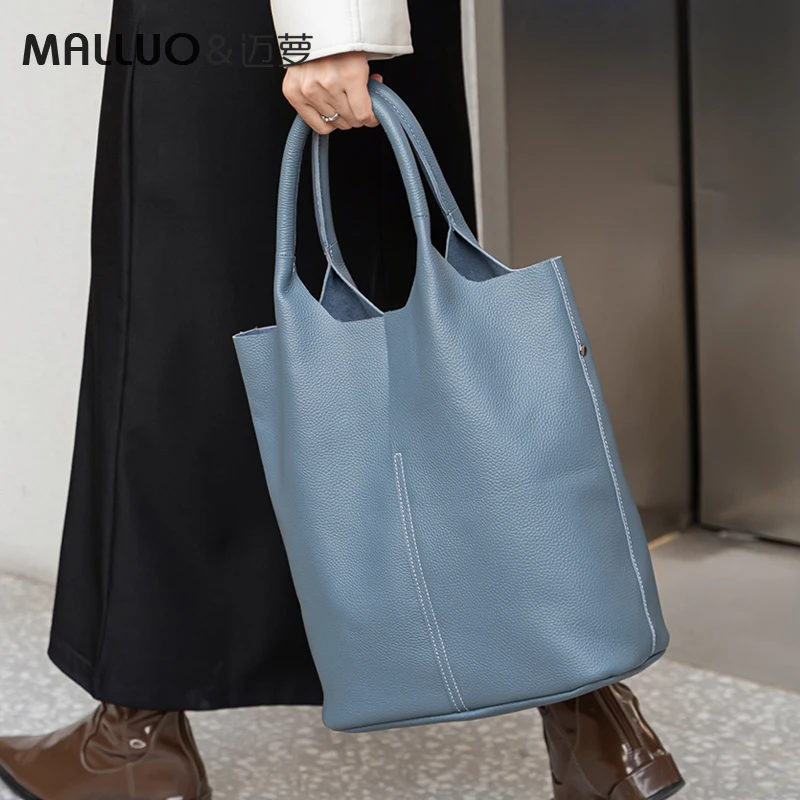 Bucket Bag Ladies Luxury Women Tote Bag Casual Genuine Cow Leather Shoulder Bags ladies Tote Handbags Big Shopper Bag for Female