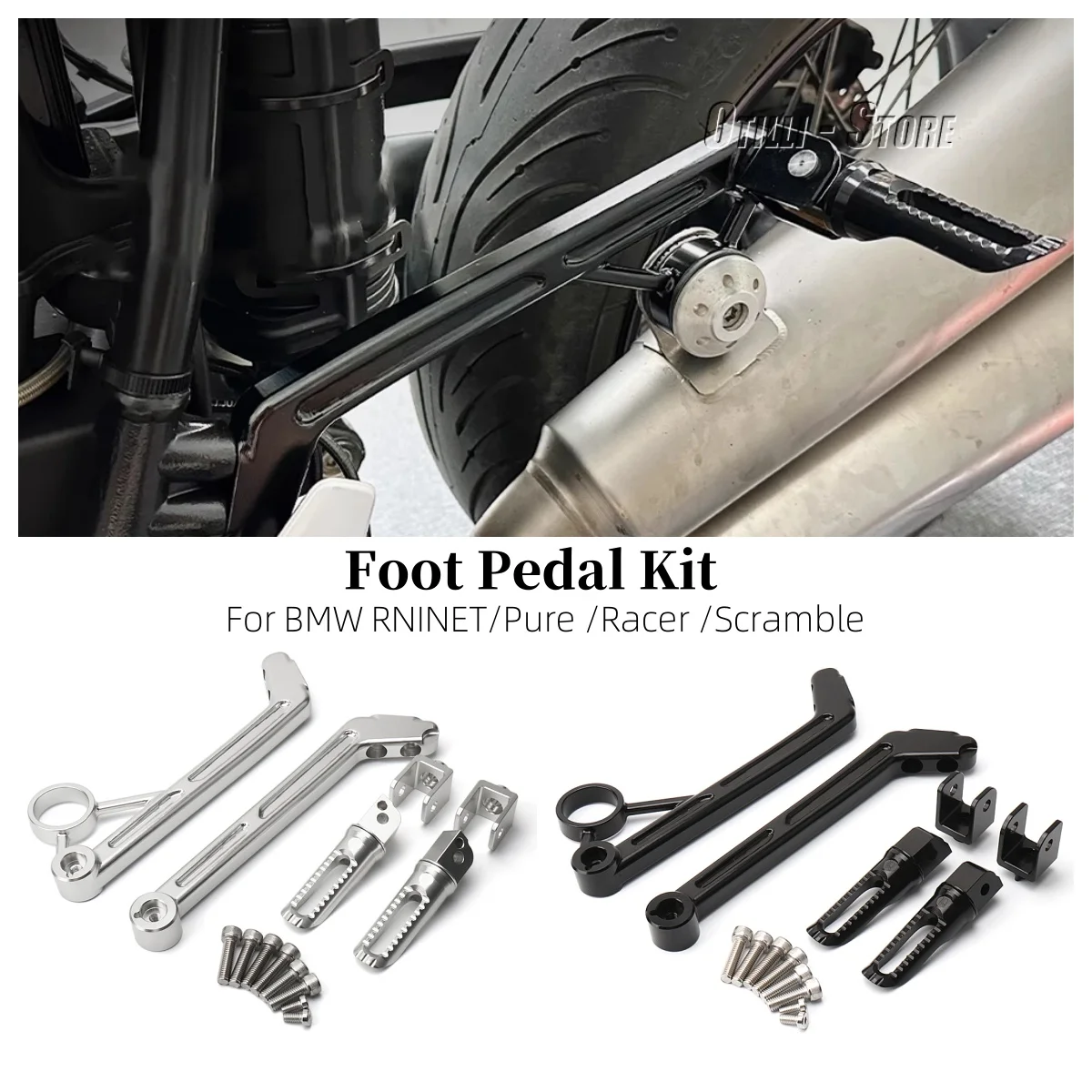 

New Motorcycle Footrest Footpeg Rear Passenger Foot Pedal Bracket Kit For BMW R9T RNINET PURE R NineT RACER R NINE T SCRAMBLER