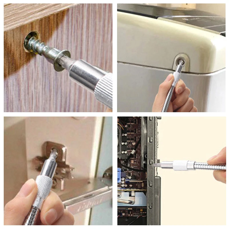 3 Pz/set Manico Esagonale Albero Flessibile 150/200/300mm Multifunzione In Metallo Aste Flessibili Bit Holder Cacciavite Estendi Asta