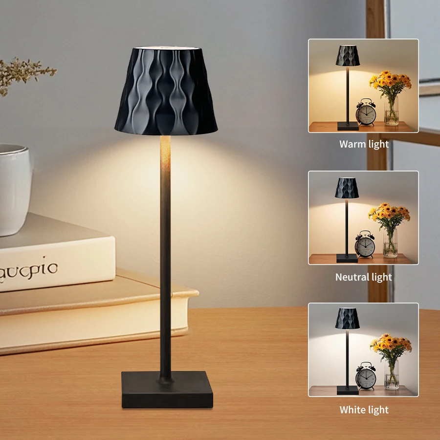 

3-цветная настольная лампа, перезаряжаемая сенсорная настольная лампа, настольный ночник, лампа для чтения для ресторана, отеля, бара, декора спальни