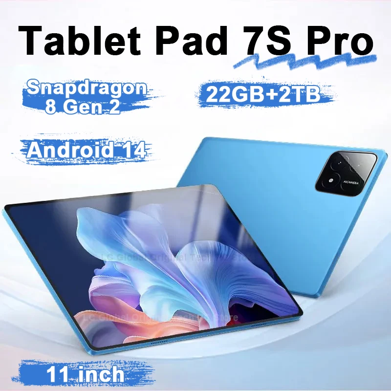 

2025 Оригинальная глобальная версия Pad 7S Pro Android 14 Snapdrago 8gen2 Планшетный ПК 11 дюймов 22 ГБ + 2 ТБ 20000 мАч GPS 5G Dual SIM WiFi Tab
