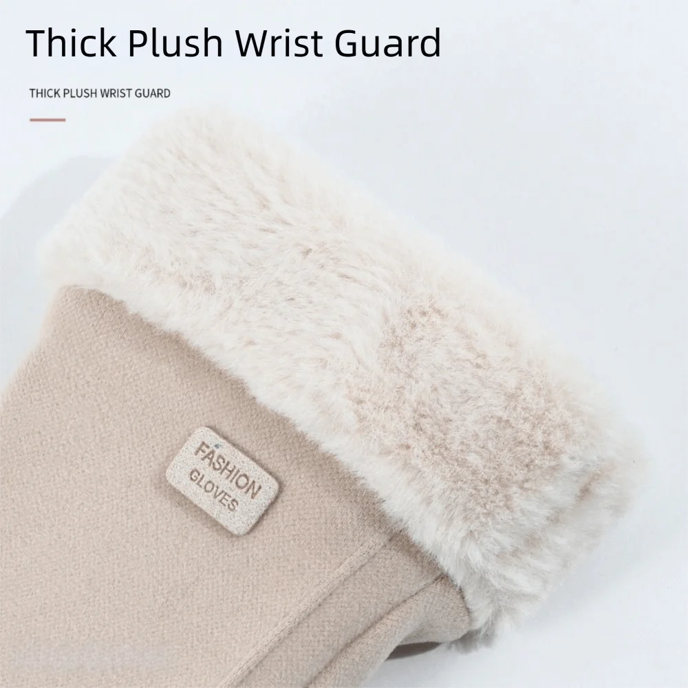 Fleece-Lined Touchscreen Gloves Thick Windproof Thermal Cycling Gloves Full Finger Touchscreen Winter Warm Gloves Cold Weather