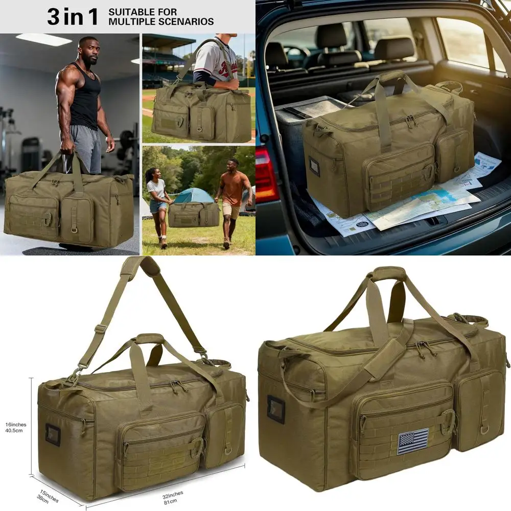 

Extra Large 120L Gym Duffel Bag - Heavy Duty, XL Travel Bag with Shoe Compartment for Men & Women, Ideal for Sports and Training