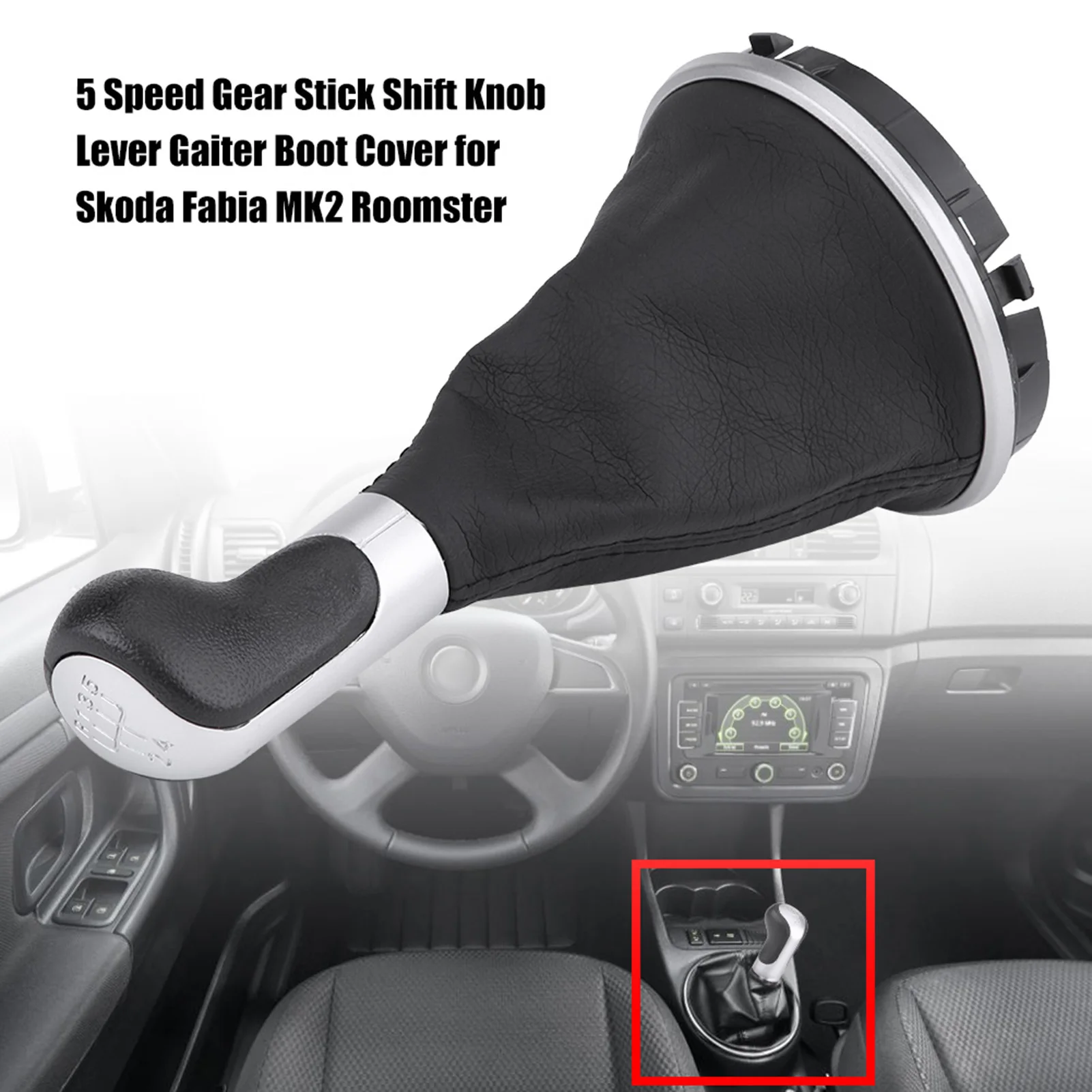 5J0711113F Gear Stick  Knob 5 Speed Gear Stick  Knob Lever Gaiter Boot Cover for  Fabia MK2 Roomster 5J0711113F