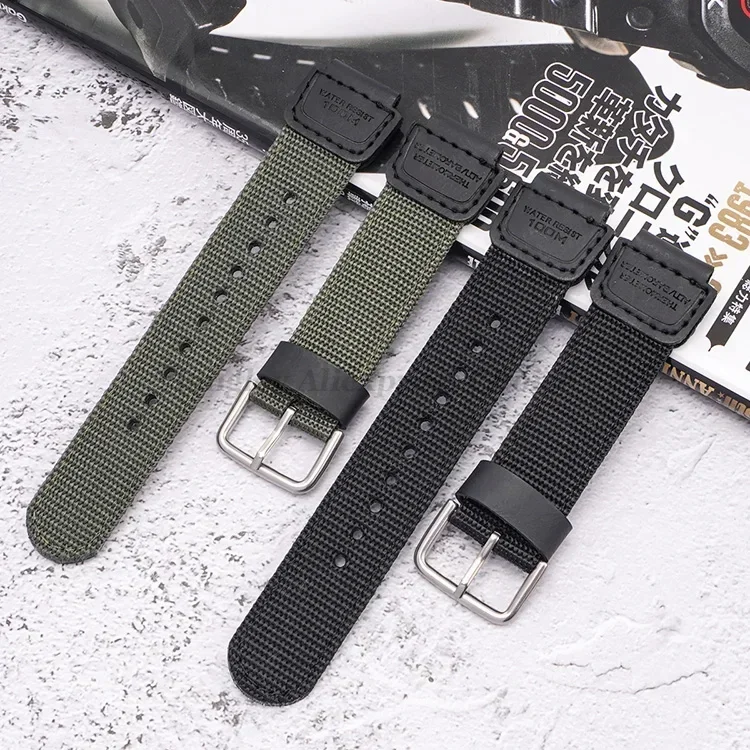 18mm Nylon-Uhrenarmband für Casio W800H Schwarz-Grünes Armband SGW400 F91W F84 F105/108/A158/168 AE1200/1300 Herrenbänder – Detail 5