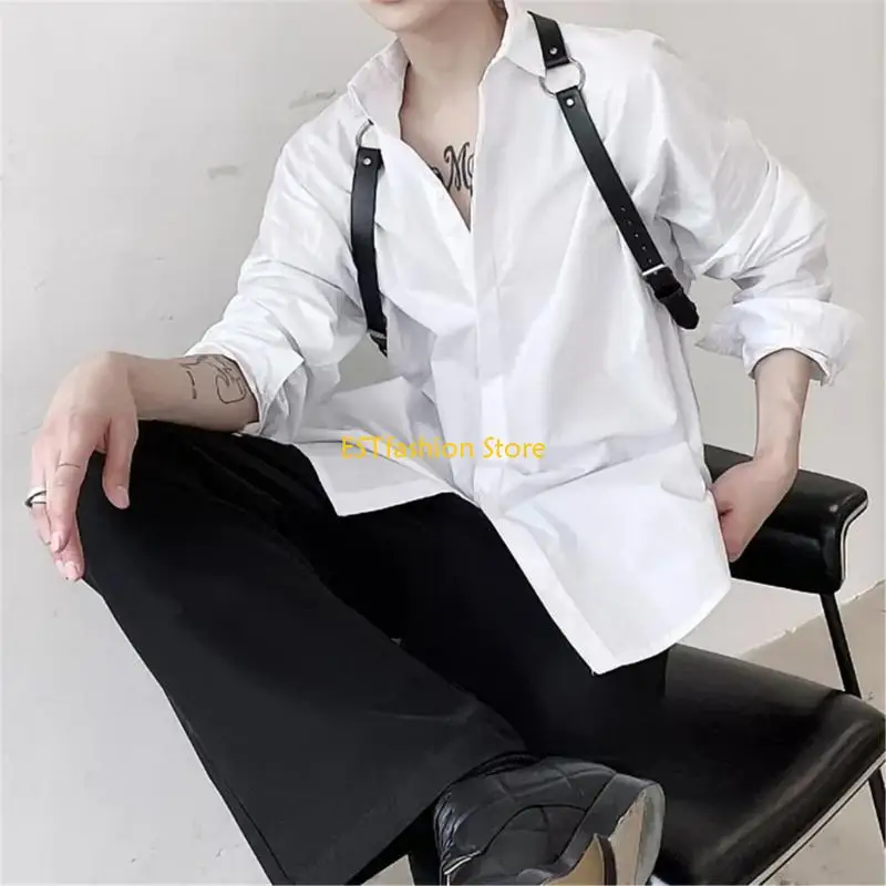 Y5GC Men Chest Harness Belt Leather Shoulder Body Straps Raves Cosplay Costume Halter Belt