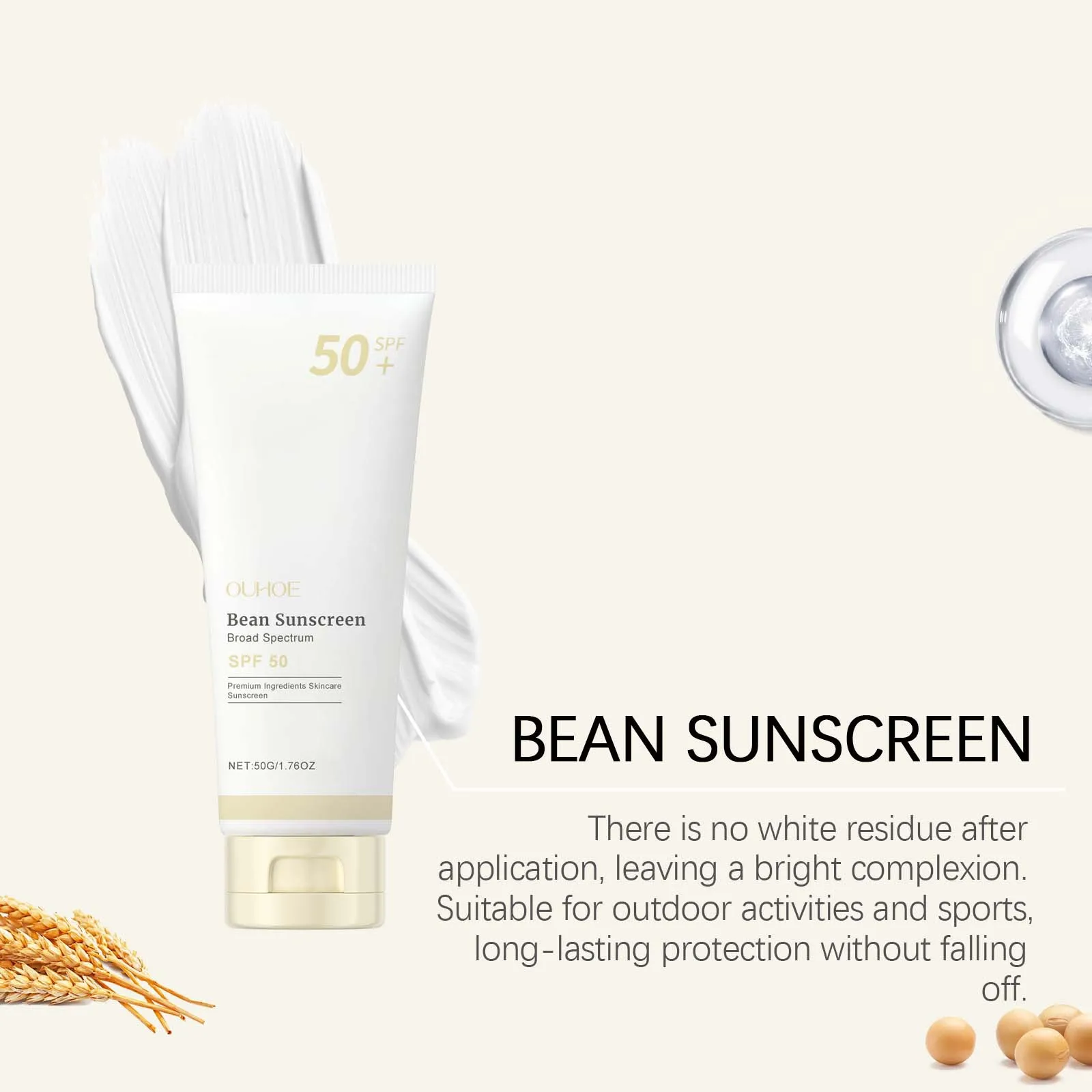 SPF 50+ واقي من الشمس مرطب خفيف يهدئ كول Sunblock UVA/UVB سطع مضاد للأكسدة من الشمس يمنع حروق الشمس ترطيب واقي من الشمس #2